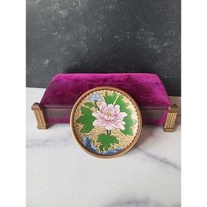 Vintage Cloisonne Floral Saucer Plate